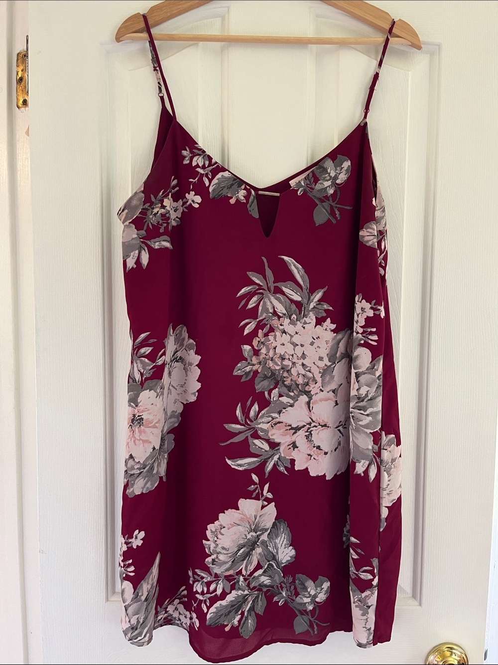 Socialite Burgundy Floral Spaghetti-Strap Mini Dress